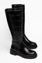 Women's Black Crocodile Skin Zipper Detailed Casual Boots