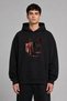 Carpet and Horse Design Pre-Printed Oversize Black Hooded Sweatshirt