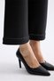 Elastic Waistband Stone Embroidered Trousers Black - 4