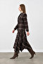 Plaid Blazer Jacket - Brown - 6