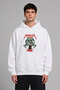Metalika Hypnosis Design Front Printed Oversize White Hooded Sweatshirt