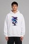 Skateboarder Design Pre-Printed Oversize White Hooded Sweatshirt