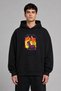 Metallica and Justice Design Front Printed Oversize Black Hooded Sweatshirt
