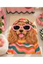 Auraplus Retro Pop Pattern with Dog Figure Woven Base Decorative Carpet Auraplus95