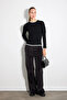 Garnili Long Sleeve Viscose Knitted Blouse - Black - 3