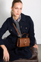 Faux Leather Bag with Gold Accessories - Tan