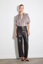 Striped Satin Shirt - Brown - 3