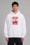 Love You Much Design Pre-Printed Oversize White Hooded Sweatshirt