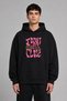 I Get Close Design Pre-Printed Oversize Black Hooded Sweatshirt