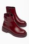 Asena Women's Burgundy Leather Rubber Detailed Zippered Boots