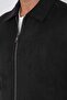 Comfort Fit Men's Collared Black Suede Coat Mt 183 - 6