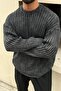Washable Full Textured Oversize Sweater Black - 2