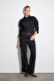 Dreamer Collection Denim Shirt with Embroidered Sleeves - Navy Blue - 5