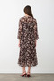 Double-Breasted Cut-Waist Belted Long Flared Dress - Brown - 5