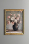 Pastel Flowers in a Black Vase - Vintage Patterned Painting - Fine Model