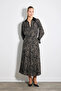 Shawl Patterned Segmented Long Skirt - Black - 3