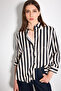 Striped Satin Shirt - Black - 5