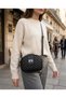 Black Soft Leather Diamond Patterned 3-Compartment Zippered Women's Shoulder Bag 22X16 cm - - 3