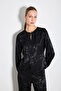 Jacquard Blouse with Drop Detail - Black - 4