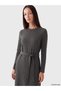 Gray Belted Flared Dress - 2