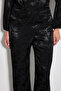 Wide Leg Jacquard Trousers - Black - 5