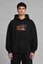 Padel Evrim Design Pre-Printed Oversize Black Hooded Sweatshirt