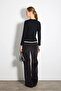 Garnili Long Sleeve Viscose Knitted Blouse - Black - 5