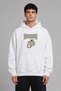 Brown Boxing Design Pre-Printed Oversize White Hooded Sweatshirt