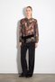 Hakim Collar Patterned Tencel Blouse - Green - 3