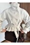 Tie-Necked Stand Collar Cashmere Coat - 3