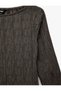Slim Fit Wrinkled Fabric Long Sleeve Boat Neck Peplum T-Shirt - 3
