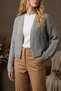 Women's Oversize Draped Patterned Cropped Knitwear Basic Cardigan