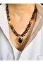 Cat's Eye 8 mm Natural Stone Vintage Sun Pendant 50 cm