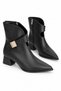 Dorvi̇a Zippered Belt Detailed Pointed Toe Thick Heeled Women's Boots - 7
