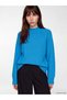 Alita City Lcw Comfort Blue Knitwear Plain Stand Collar Women's Sweater