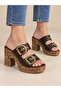 Women's Wedge Heel Double Buckle Slippers - 2
