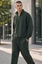 Unisex Dark Green Relax Fit Cotton 3 Thread Hooded Jogger Tracksuit Set