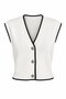 Ecru Mona Contrast Stripe Detailed Sleeveless Vest - 2Y4437