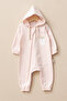 Unisex Baby Pink Lama Printed 2 Thread Hooded Zippered Jumpsuit