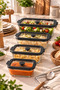 Set of 4 Glass Storage Containers with Black Leak-Proof Lids and Air Release Valves 2620 ml + 1380 ml + 800 ml + 470 ml