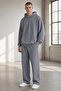 Unisex Light Gray Relax Fit Cotton 3 Thread Hooded Tracksuit Set
