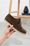 Women's Suede Look Moccasin Casual Shoes Lace-Up Contrast Sole Oxford - 3