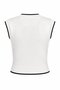 Ecru Mona Contrast Stripe Detailed Sleeveless Vest - 2Y4437 - 2