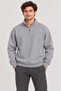 Men's Three-Thread Ribbed Stand Collar Half-Zip Winter Sweatshirt - Gray - 2