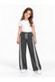 25410-26 Girl's White Striped Wide Leg 3 Thread Ribbed Sweatpants 5-8 Years Old