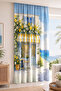 Floral Window and Sea View Digital Printed Single Wing Background Curtain (with Pillowcase as a Gift) - 3