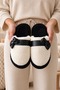 Women's 3-Piece Beige Powder Black Leather Bow Detailed Plush 3 cm House Slippers Set Byndset11 - 6