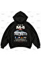 Bmw M4 F82 Printed Black Oversize Boxy Hoodie Sweatshirt