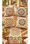 Colorful Mandala Garden 4-Piece Cushion Cover + 1 Runner Set – 43X43 cm Double-Sided Cover, 40X140 cm Runner