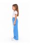 25410-26 Girl's White Striped Wide Leg 3 Thread Ribbed Sweatpants 5-8 Years Old - 3